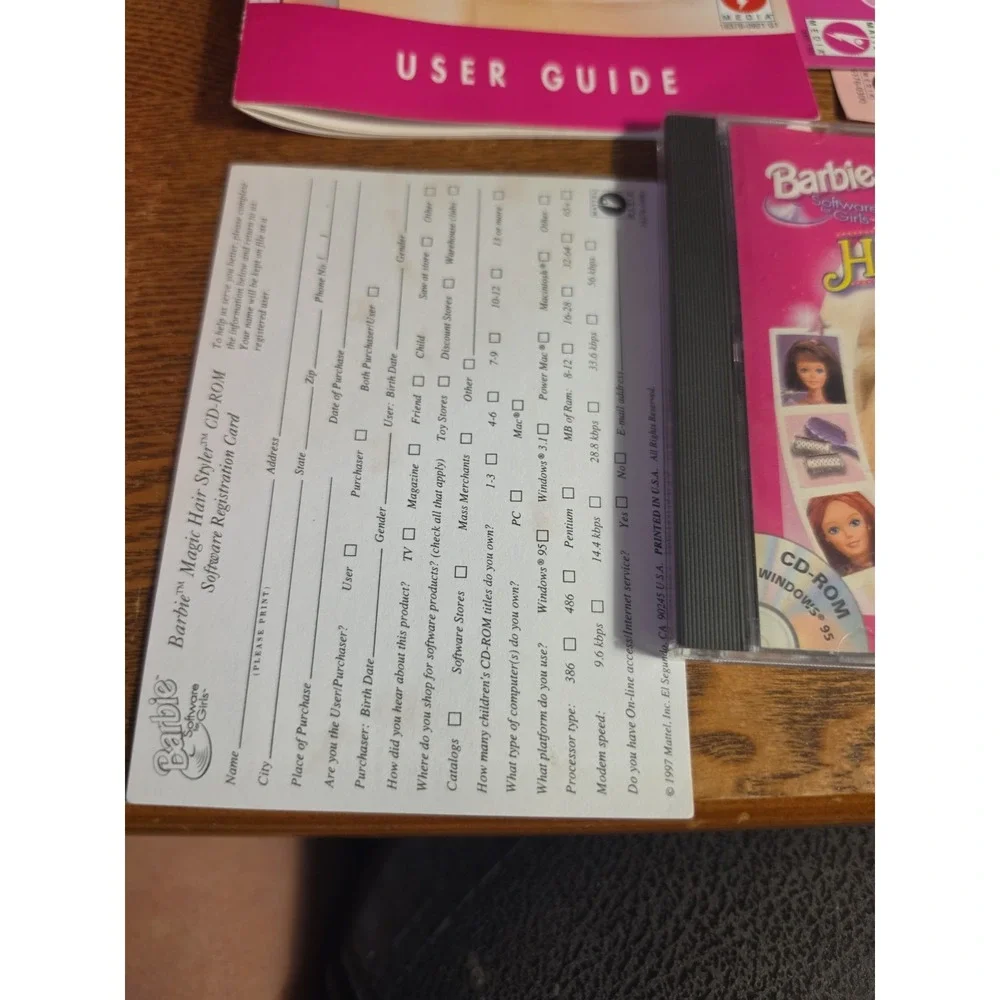 Vtg Big Box Barbie Magic Hair Styler - Windows PC CD-ROM Game 1997